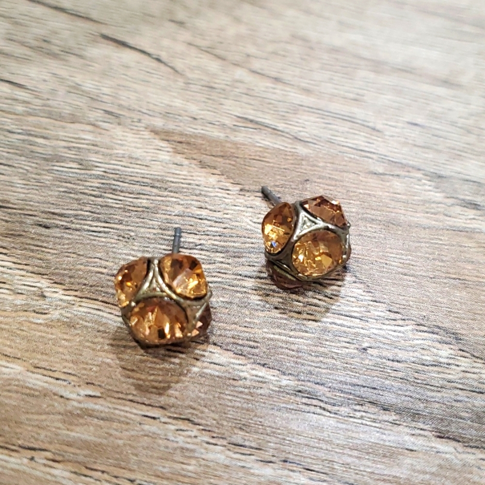 Yellow and gold stud earrings